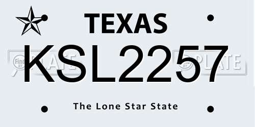 KSL2257 Texas License Plate
