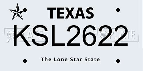 KSL2622 Texas License Plate