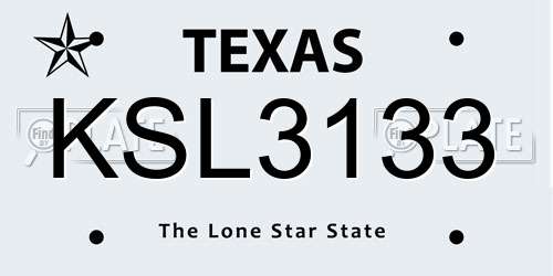 KSL3133 Texas License Plate
