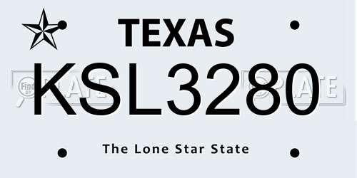 KSL3280 Texas License Plate