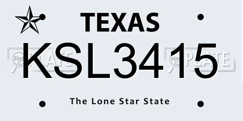 KSL3415 Texas License Plate