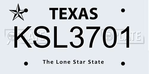 KSL3701 Texas License Plate