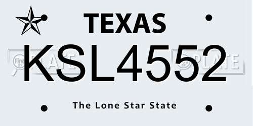 KSL4552 Texas License Plate