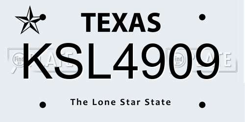 KSL4909 Texas License Plate