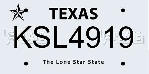 KSL4919 Texas License Plate
