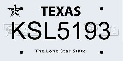 KSL5193 Texas License Plate