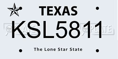 KSL5811 Texas License Plate