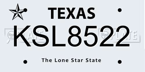 KSL8522 Texas License Plate