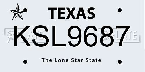 KSL9687 Texas License Plate