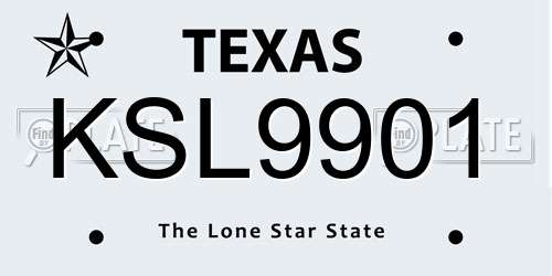 KSL9901 Texas License Plate