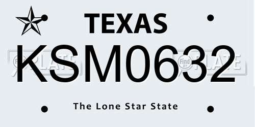 KSM0632 Texas License Plate