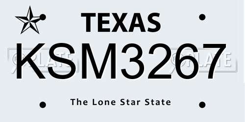 KSM3267 Texas License Plate