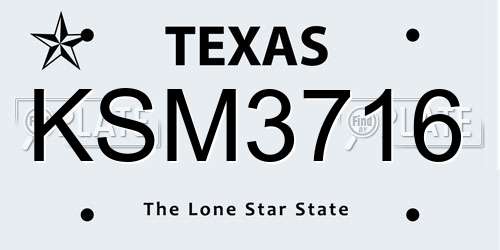 KSM3716 Texas License Plate