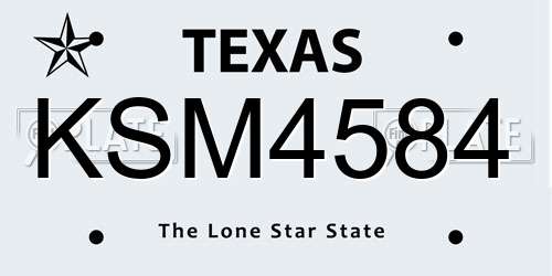 KSM4584 Texas License Plate