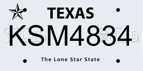 KSM4834 Texas License Plate
