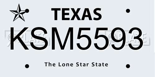 KSM5593 Texas License Plate