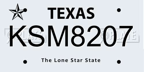 KSM8207 Texas License Plate
