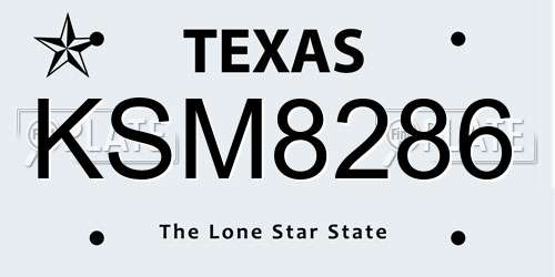 KSM8286 Texas License Plate