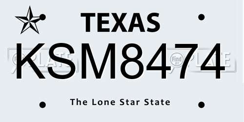KSM8474 Texas License Plate