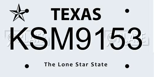 KSM9153 Texas License Plate