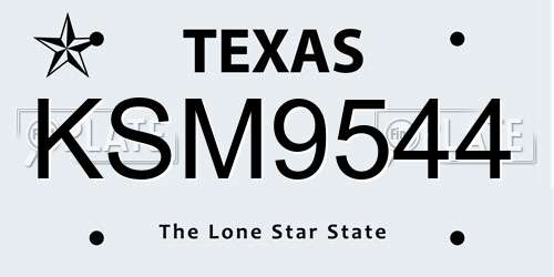 KSM9544 Texas License Plate