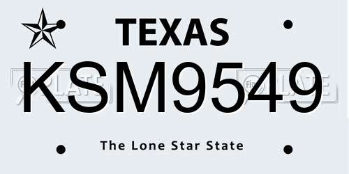 KSM9549 Texas License Plate