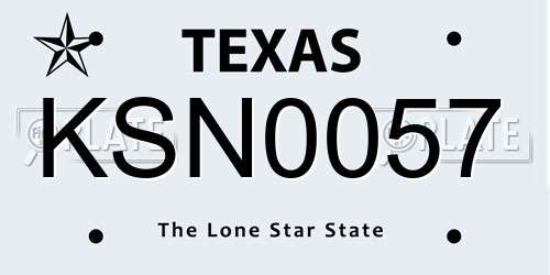 KSN0057 Texas License Plate
