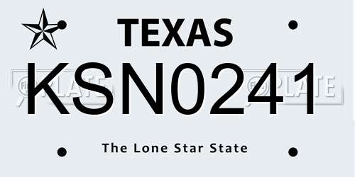 KSN0241 Texas License Plate