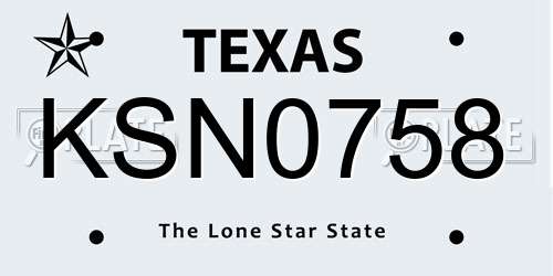 KSN0758 Texas License Plate