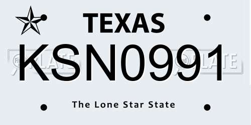 KSN0991 Texas License Plate