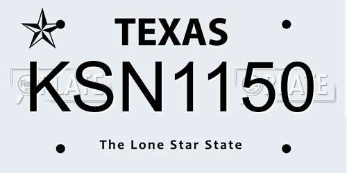 KSN1150 Texas License Plate