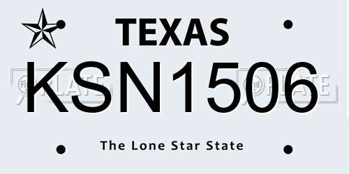 KSN1506 Texas License Plate