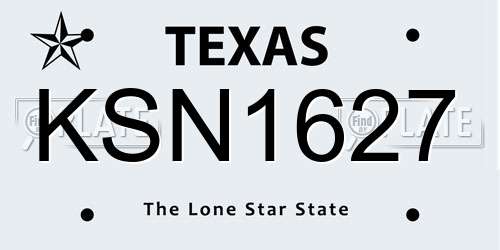KSN1627 Texas License Plate