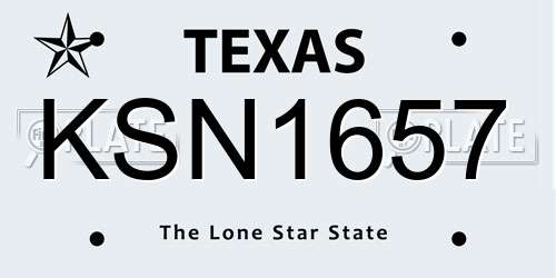 KSN1657 Texas License Plate