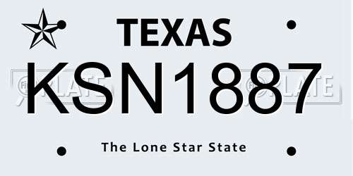 KSN1887 Texas License Plate