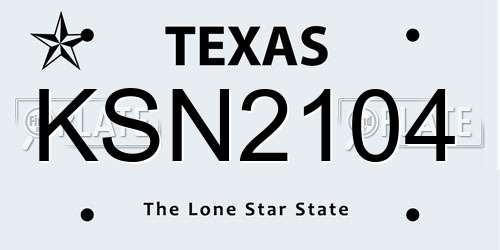 KSN2104 Texas License Plate