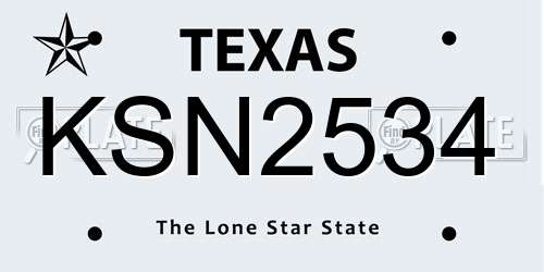 KSN2534 Texas License Plate
