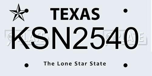 KSN2540 Texas License Plate