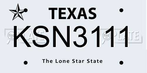 KSN3111 Texas License Plate