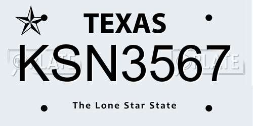 KSN3567 Texas License Plate