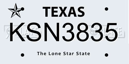 KSN3835 Texas License Plate