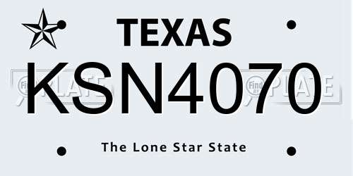 KSN4070 Texas License Plate