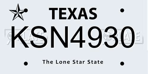 KSN4930 Texas License Plate