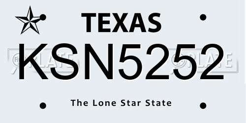 KSN5252 Texas License Plate