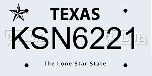 KSN6221 Texas License Plate