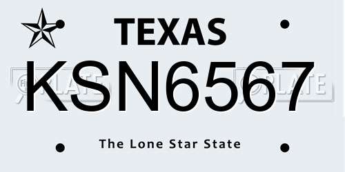 KSN6567 Texas License Plate