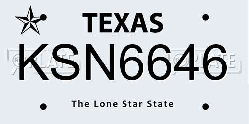 KSN6646 Texas License Plate