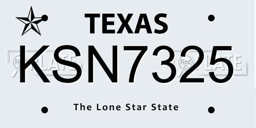 KSN7325 Texas License Plate