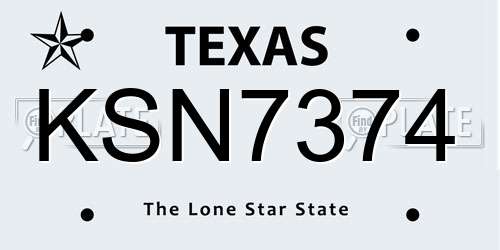 KSN7374 Texas License Plate