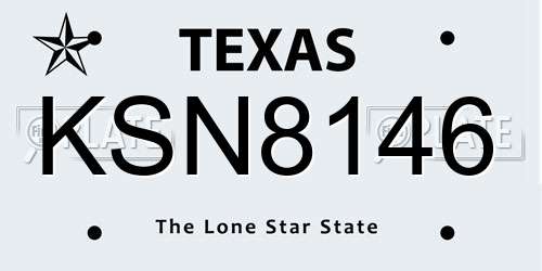 KSN8146 Texas License Plate
